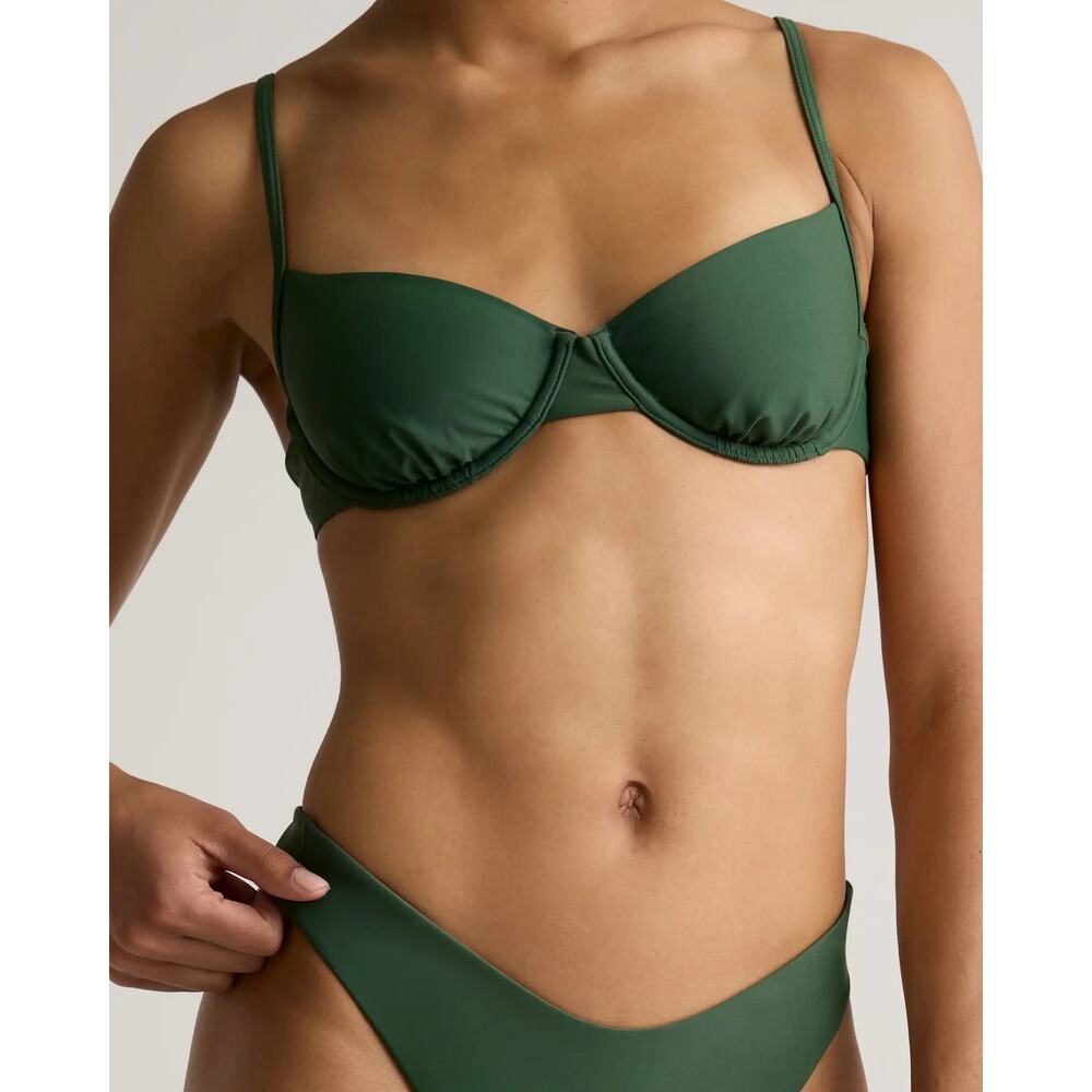 Quince Italian Demi Bikini Top Green Large NEW Underwire Swim Top